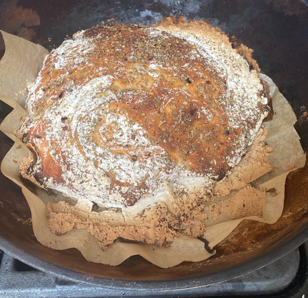 Herb-dusted sourdough loaf